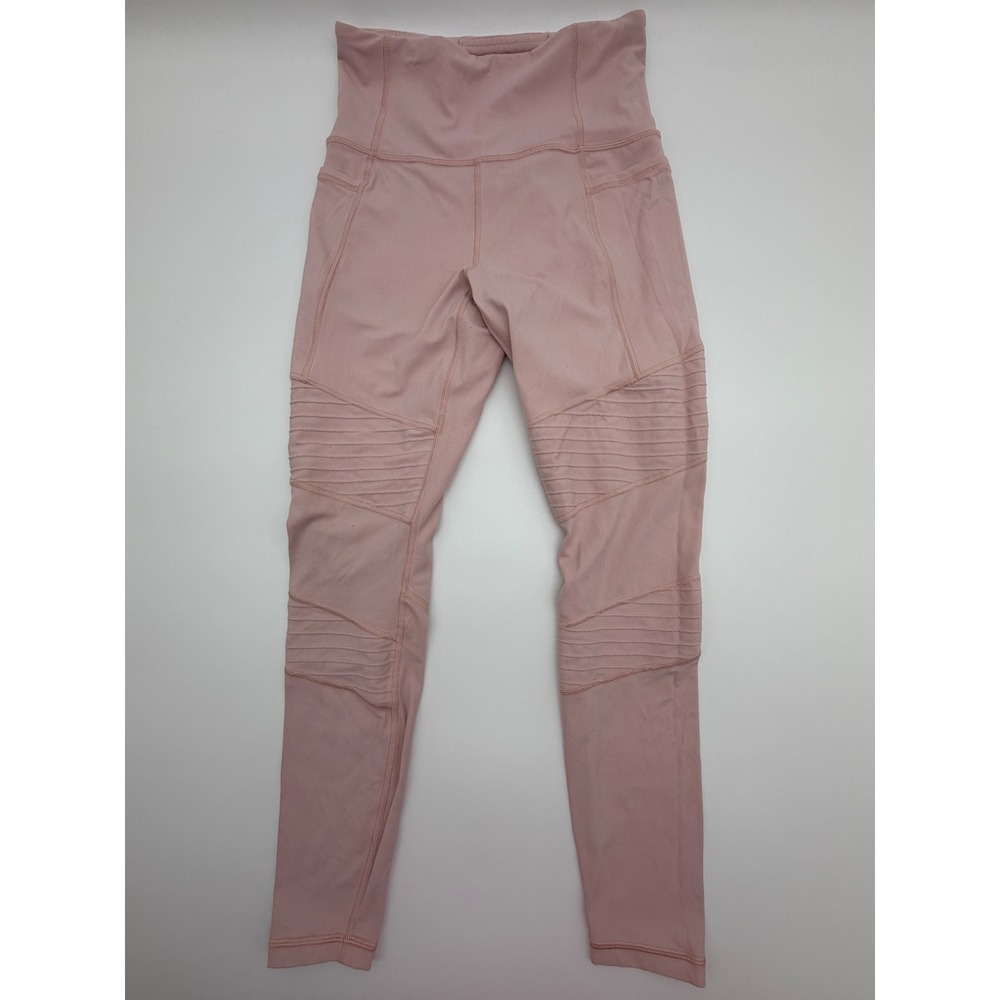 Athleta Inclination Moto Tight Leggings Dusty‎ Rose High Waist Pocketed Size S